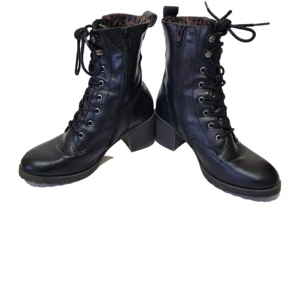 American Rag | Sloanie Lace Up Combat Boots with Animal Print Lining - Picture 4 of 12